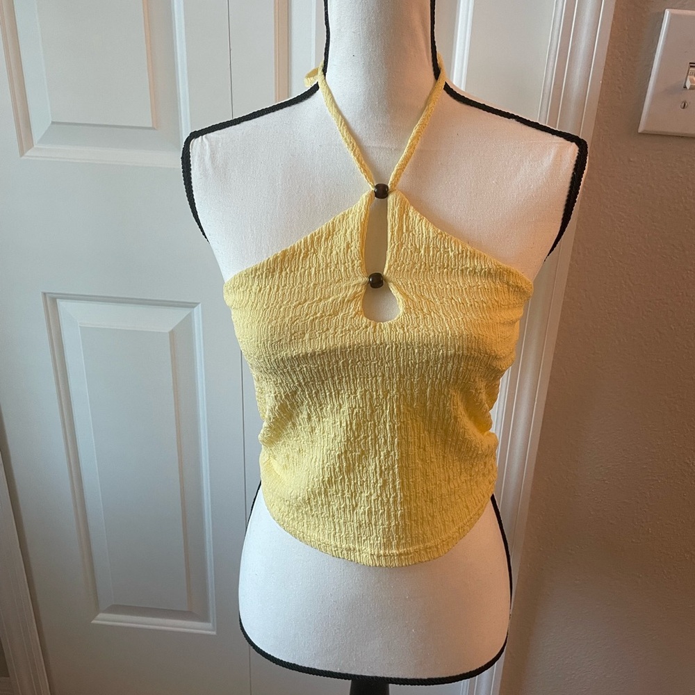 Yellow Halter Keyhole Camisole